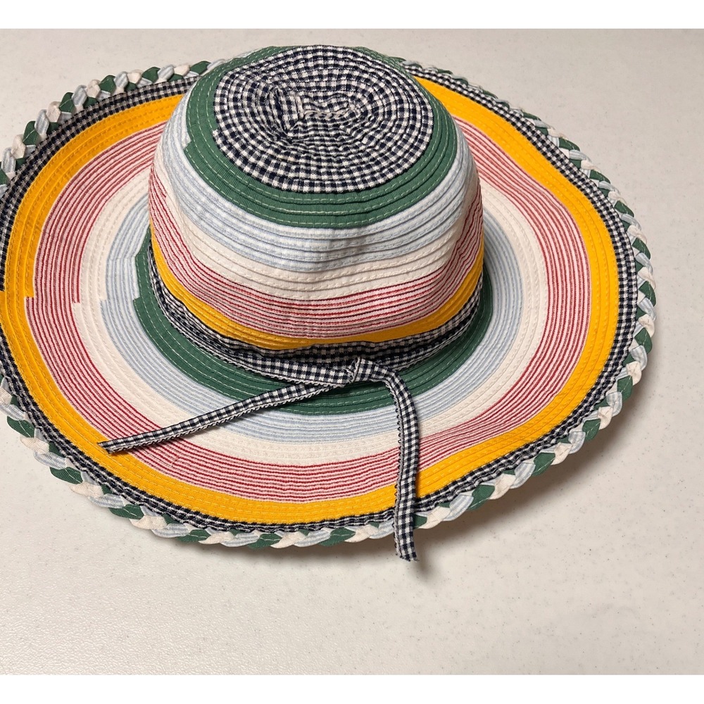 Hat Attack New York Multicolor Striped Sun Hat Wide Brim OS Coastal